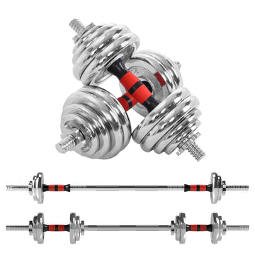 2-in-1 Adjustable Dumbbell & Barbell Set 20 kg – Cast-Iron Plates, Anti-Slip Grip, Compact for Home Gym Strength Training