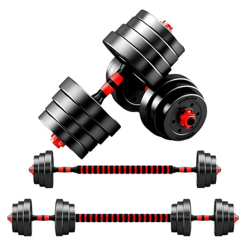 Adjustable Dumbbell & Barbell Set – 2-in1 Vinyl Coated 20‑30 kg, Multi‑Grip Handle, Space‑Saving Strength Training for Home Gym