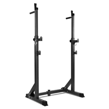 Heavy-Duty Adjustable Half Squat Rack with Dip Station & Spotters, 200KG Max Load – Powder-Coated Steel Strength Training Stand for Home Gym