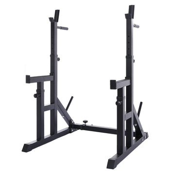 Bench Press Rack Stand & Adjustable Squat – Heavy‑Duty Steel Frame, Spotter Arms & Dip Bars – Home Strength Training Gym