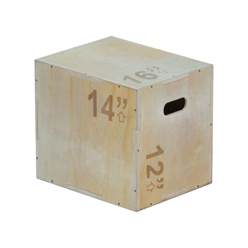 Adjustable 3-in-1 Plyometric Jump Box – Heavy-Duty Wood Build, Multi-Level Heights (12/14/16″) – Non-Slip Top & Side Handles for Strength, HIIT & Agility – Compact Home Gym Must-Have