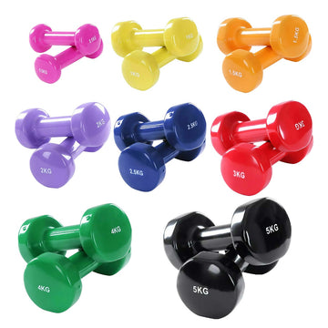 Durable Neoprene Vinyl Dumbbell Set – Multi Color, Anti Slip Coating – Strength & Tone Training for Home Gym – Anti Roll Design