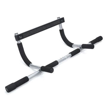 No Drill Doorway Pull Up Bar | Heavy Duty Foldable Chin Up Trainer with Padded Multi-Grip Handles | Fits 61–81 cm Door Frames | Black & Grey