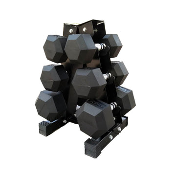 Premium 3-Pair Hex Dumbbell Set 2.5kg–15kg with Optional Tier 3 Vertical Rack – Rubber-Coated Weights with Anti-Roll Design & Ergonomic Chrome Handles
