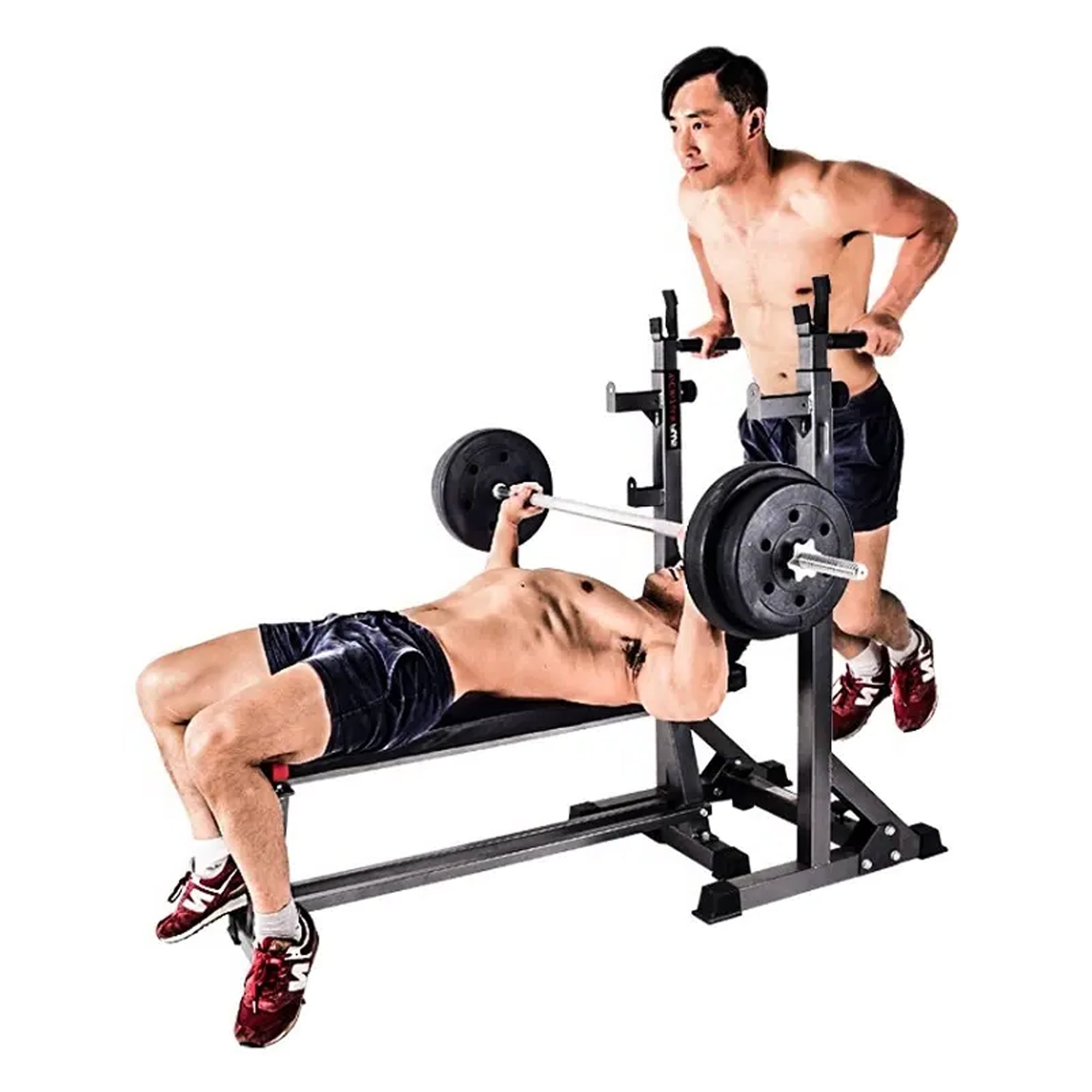 Heavy-Duty Adjustable Half Squat Rack with Dip Station & Spotters, 200KG Max Load – Powder-Coated Steel Strength Training Stand for Home Gym