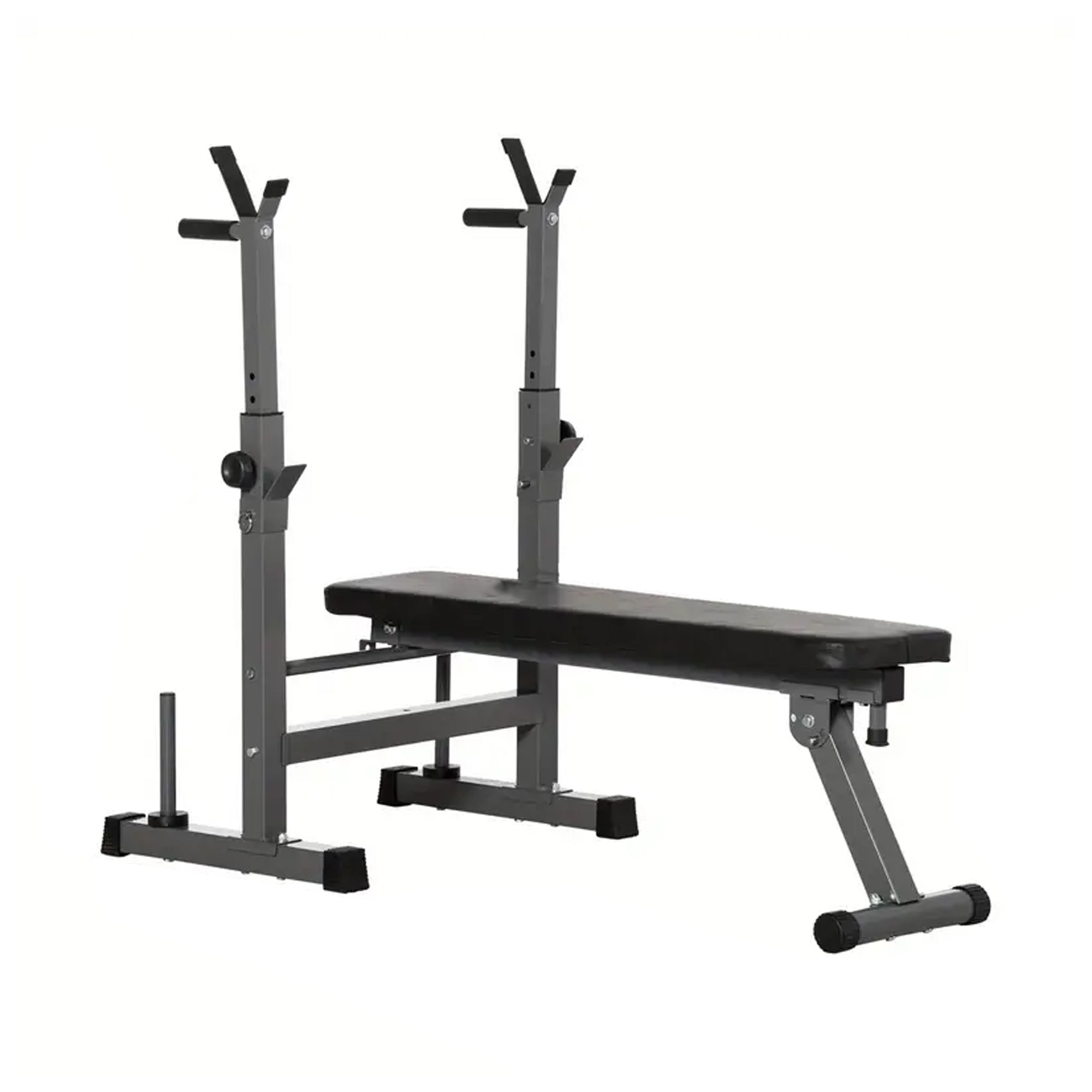 Home Strength Training Bench – Foldable Adjustable Frame with Dip Station & Barbell Rack for Compact and Full-Body Fitness