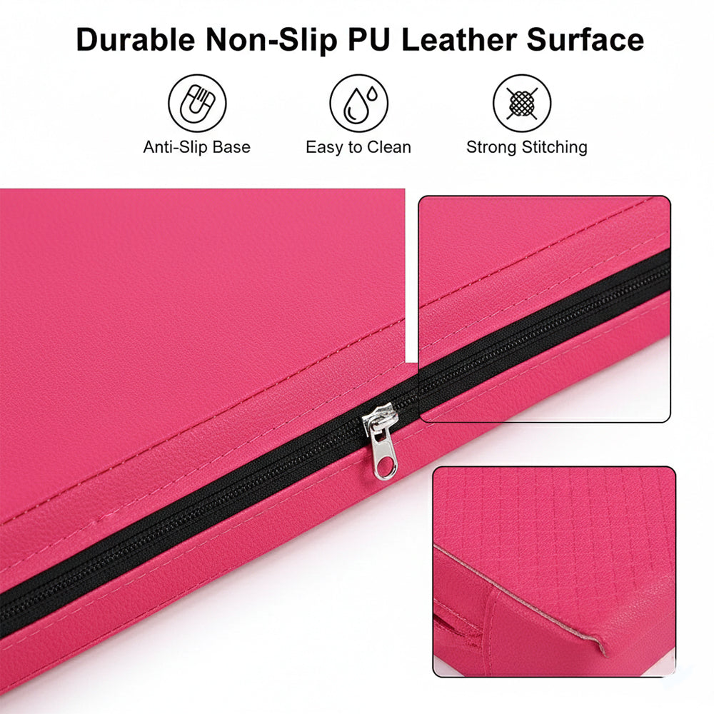 Tri-Fold Yoga & Gymnastics Mat 6FT PU Leather 5cm Thick High Density Foam, Non Slip Exercise Crash Pad