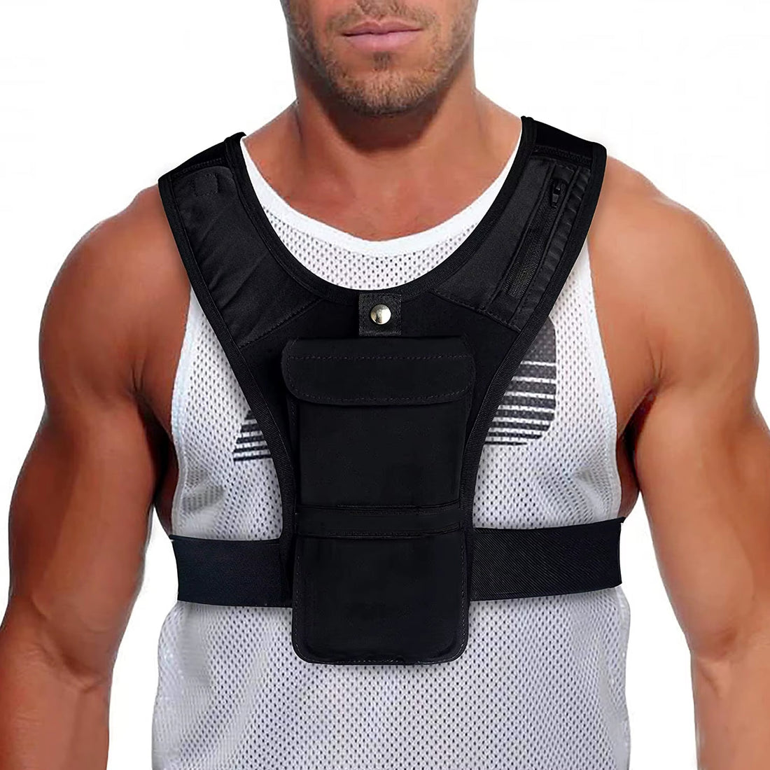 Lightweight Reflective Running Hydration Vest with Phone Holder & Adjustable Straps for Home Running & Outdoor Fitness