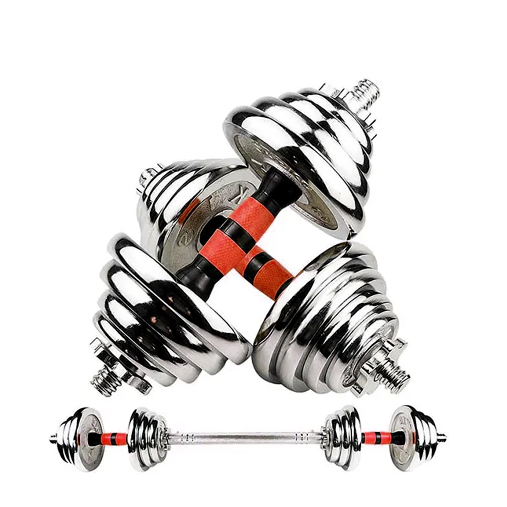 2-in-1 Adjustable Dumbbell & Barbell Set 20 kg – Cast-Iron Plates, Anti-Slip Grip, Compact for Home Gym Strength Training