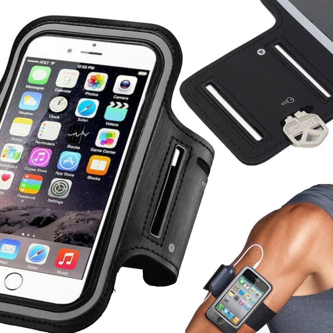 Waterproof Sports Armband Phone Holder – Elastic Fit, Reflective Strip, Touchscreen Access, Fits Phones Up to 7″ – Ideal for Running & Gym