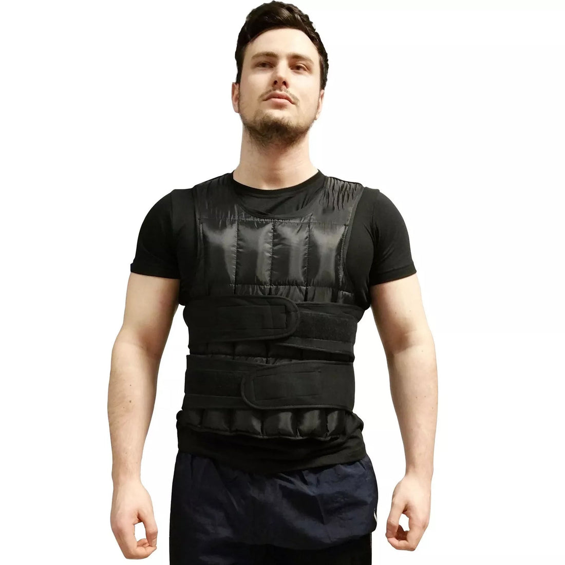 Adjustable Weighted Vest 10–20 kg – Black Neoprene with 38 Bag System, Removable Sandbags for Running, Cardio, Strength Training in Home Gym