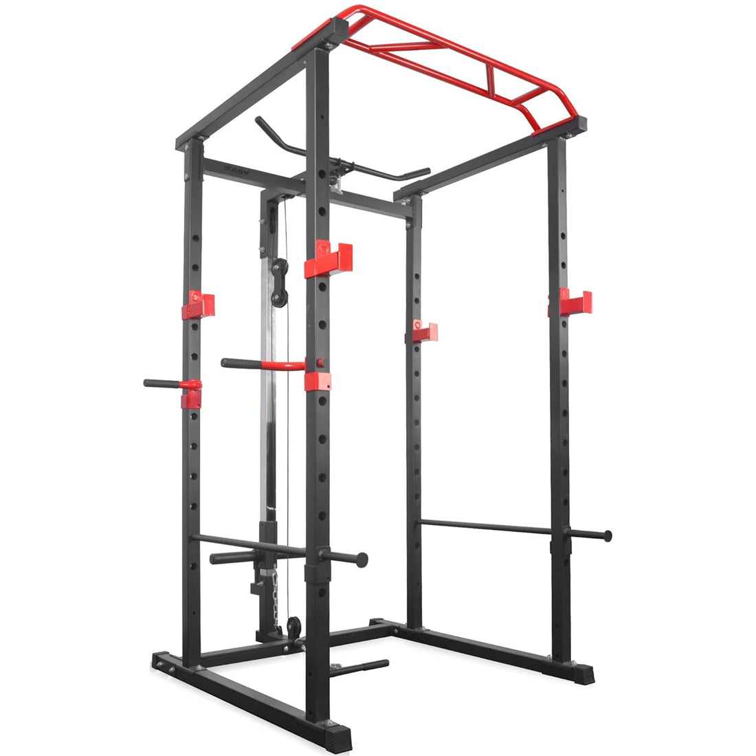 Adjustable Steel Power Rack with Multi Cage – Cable Pulley System & Multi‑Grip Pull‑Up Bar for Complete Home Gym
