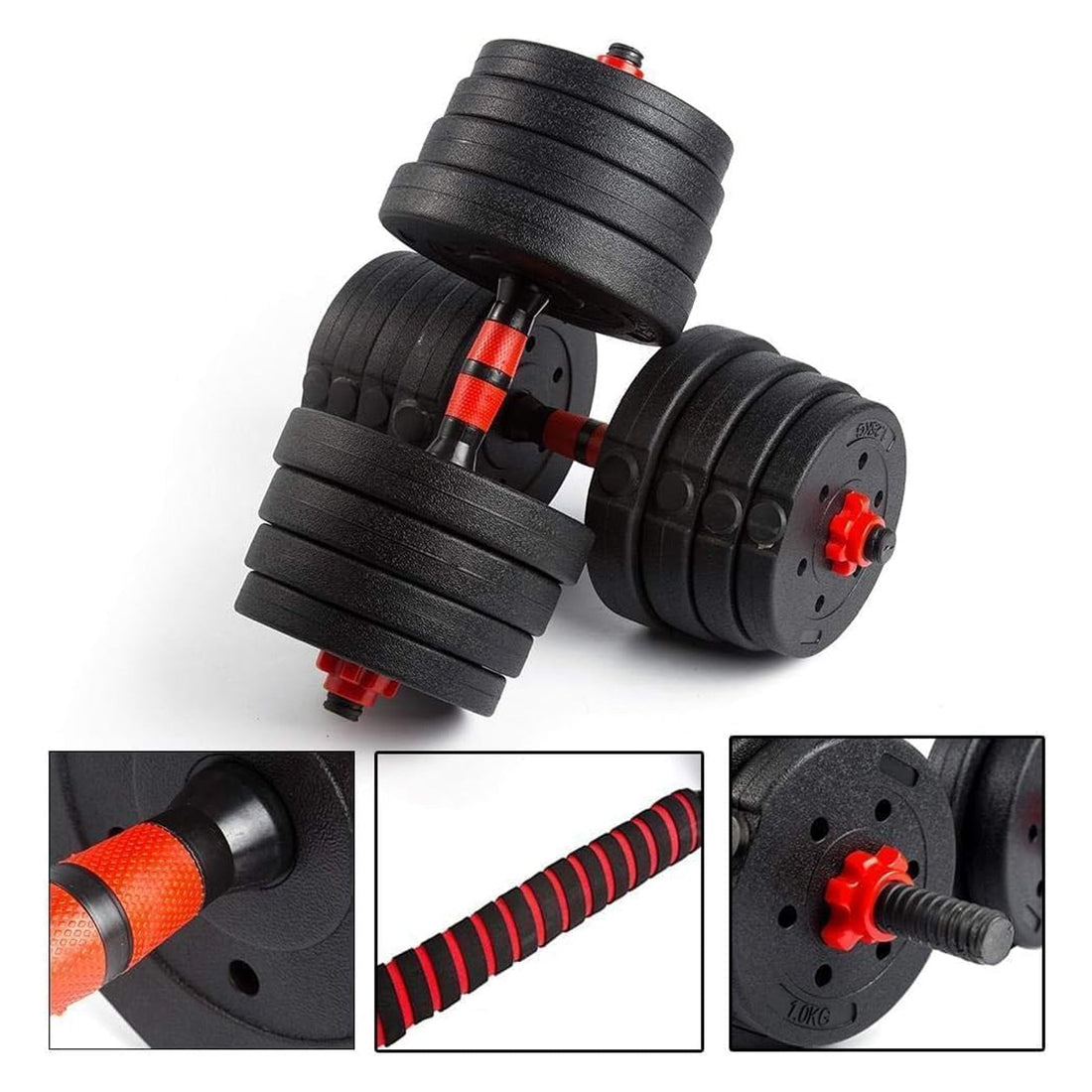 Adjustable Dumbbell & Barbell Set – 2-in1 Vinyl Coated 20‑30 kg, Multi‑Grip Handle, Space‑Saving Strength Training for Home Gym