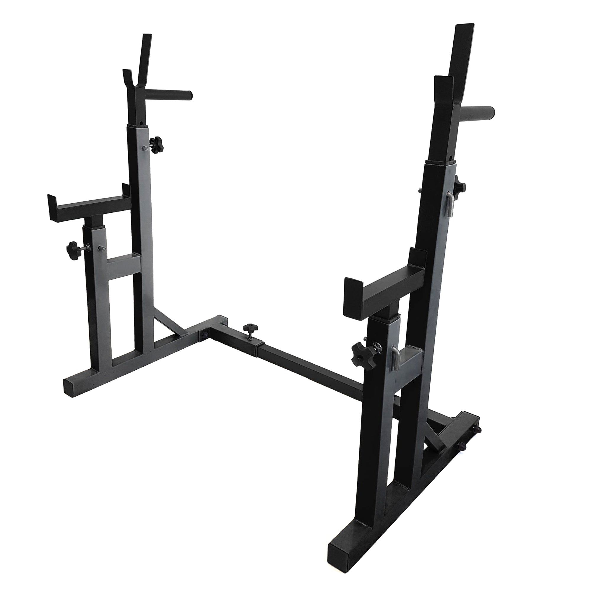 Bench Press Rack  Stand & Adjustable Squat – Heavy‑Duty Steel Frame, Spotter Arms & Dip Bars – Home Strength Training Gym