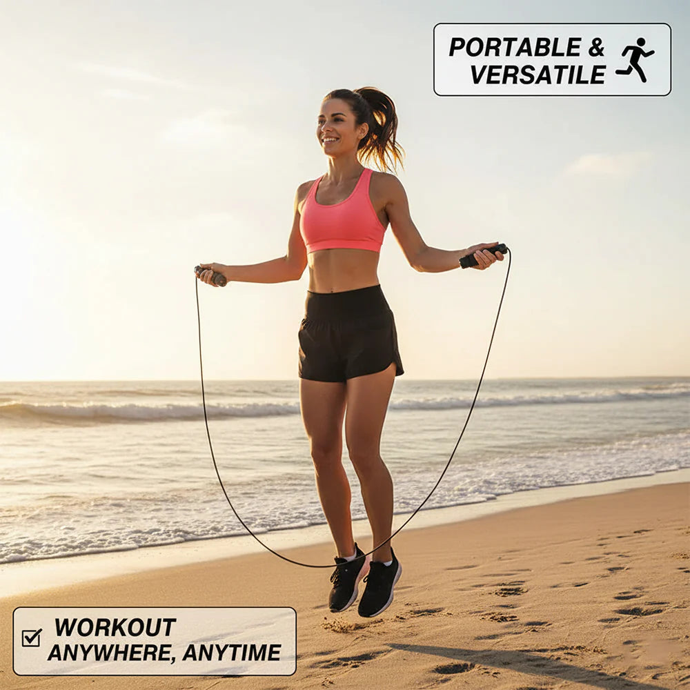 Adjustable Black Skipping Rope – Smooth Rotation, Anti‑Slip Handles, Cardio Training Essential – Perfect for Home Gym Workouts