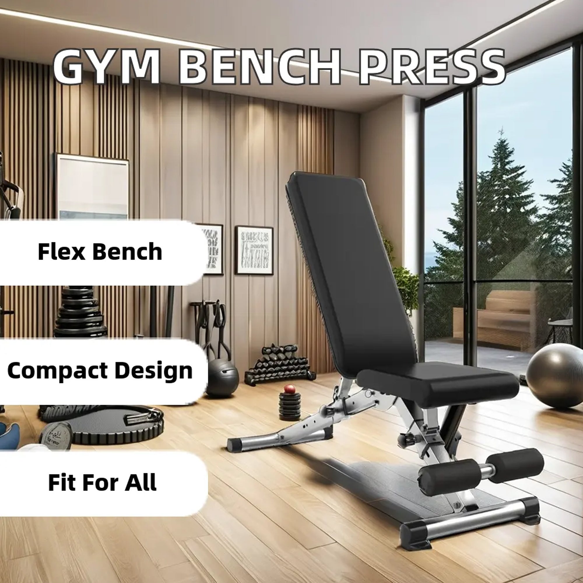 Multi-Position Workout Bench with Dip Bar & Barbell Rack | Full-Body Strength Training Bench for Core, Weightlifting & Home Gym Use