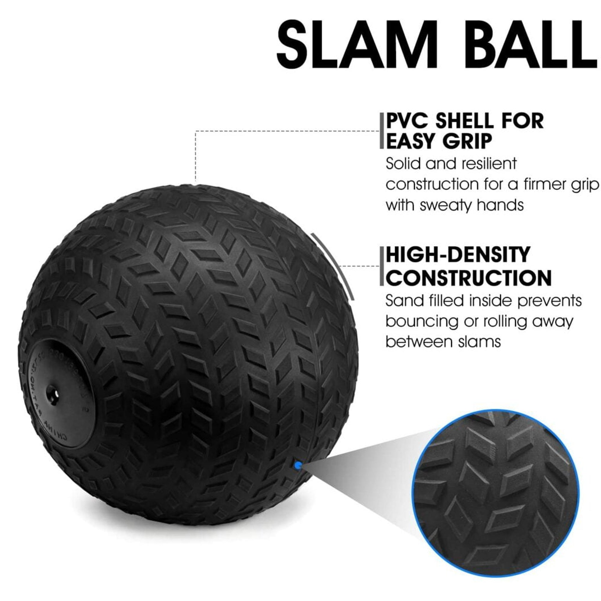 No-Bounce Slam Ball – Heavy‑Duty Rubber Treaded Weight Ball for Core, Strength & Power Training in Home Gym or Studio (3–25 kg)