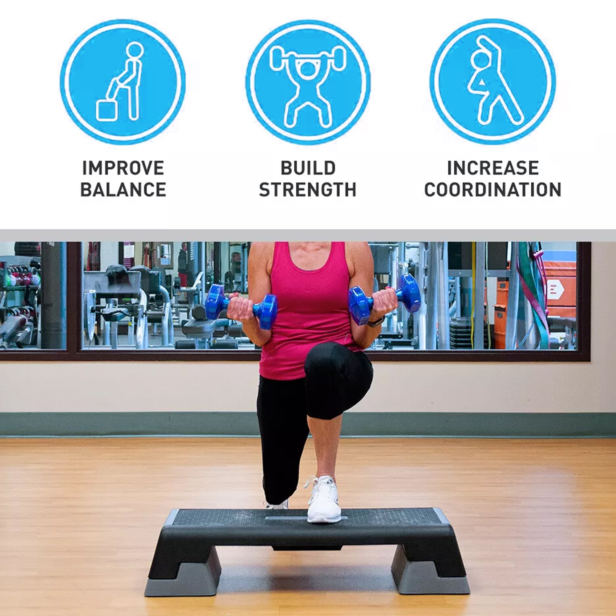 Adjustable Aerobic Stepper Platform – Durable Plastic Non‑Slip Step Board with 3 Height Levels for Home Gym Cardio, Strength & Yoga