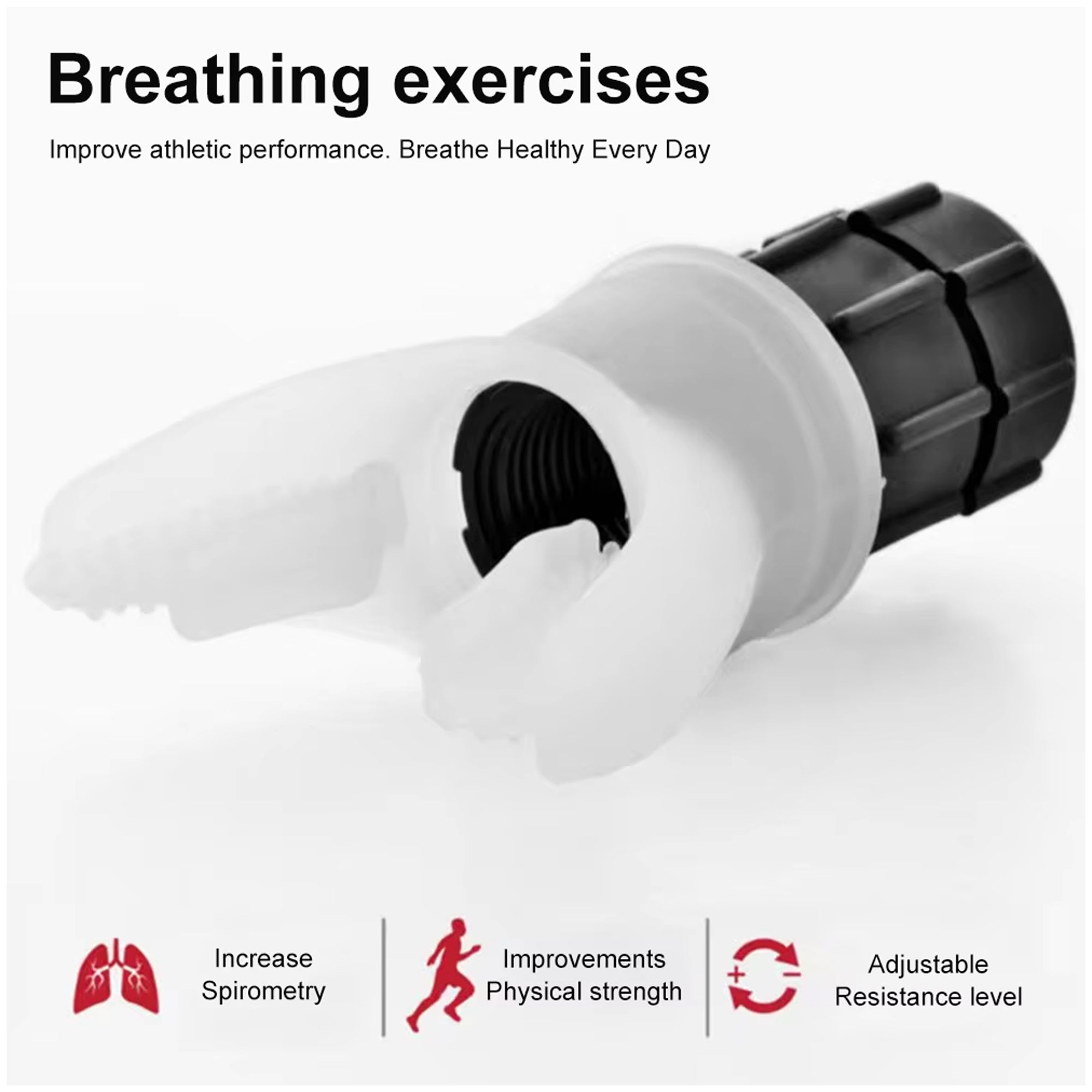Breath Trainer Lung Exerciser – Medical‑Grade Silicone, Adjustable Resistance, Portable Respiratory Trainer for Home Recovery & Fitness