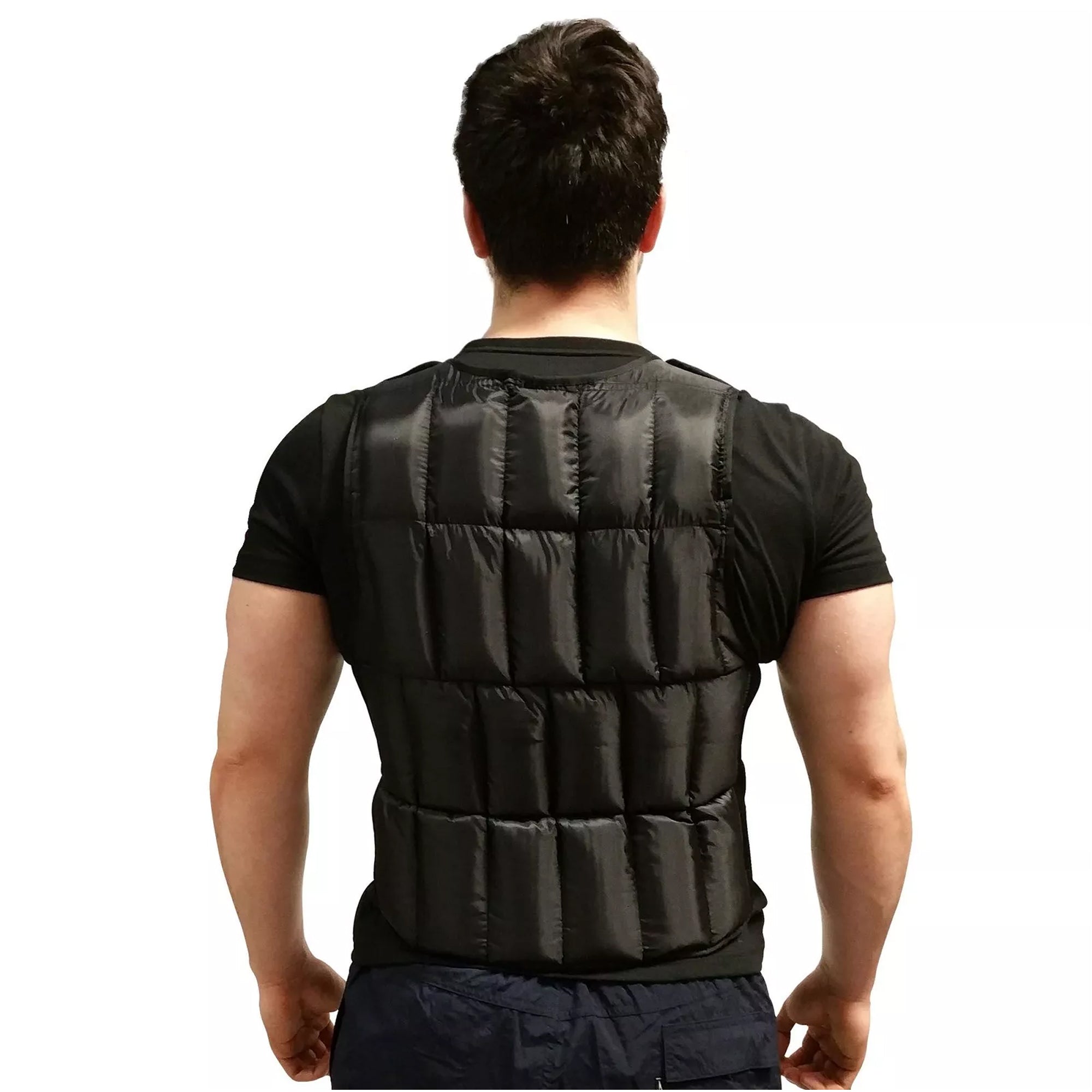 Adjustable Weighted Vest 10–20 kg – Black Neoprene with 38 Bag System, Removable Sandbags for Running, Cardio, Strength Training in Home Gym