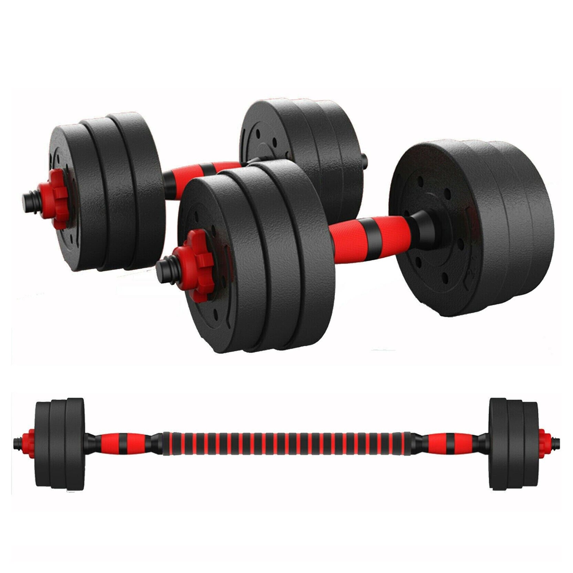 Adjustable Dumbbell & Barbell Set – 2-in1 Vinyl Coated 20‑30 kg, Multi‑Grip Handle, Space‑Saving Strength Training for Home Gym