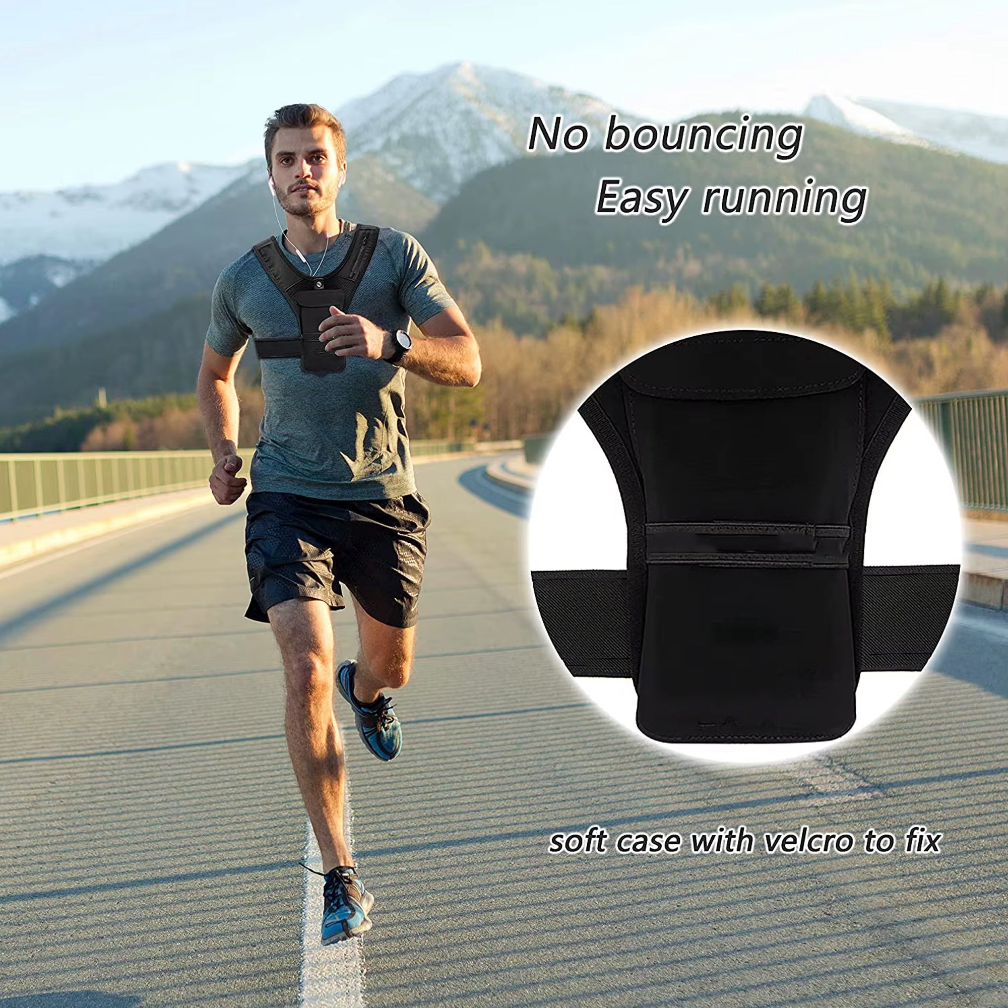 Lightweight Reflective Running Hydration Vest with Phone Holder & Adjustable Straps for Home Running & Outdoor Fitness