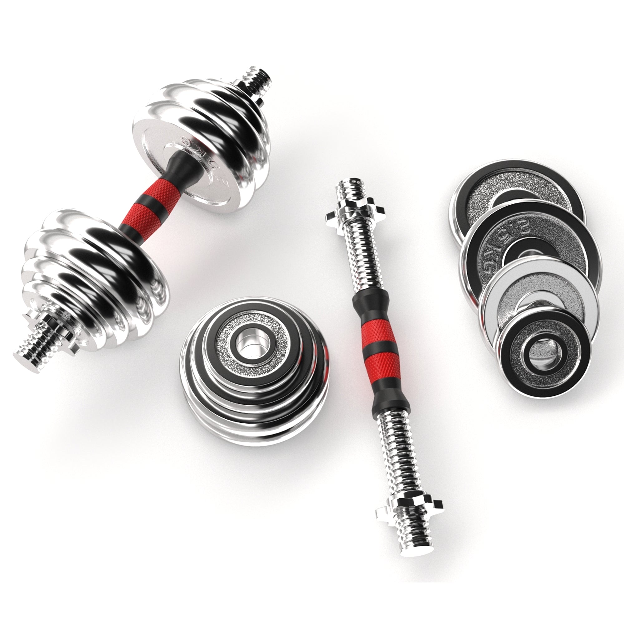 2-in-1 Adjustable Dumbbell & Barbell Set 20 kg – Cast-Iron Plates, Anti-Slip Grip, Compact for Home Gym Strength Training