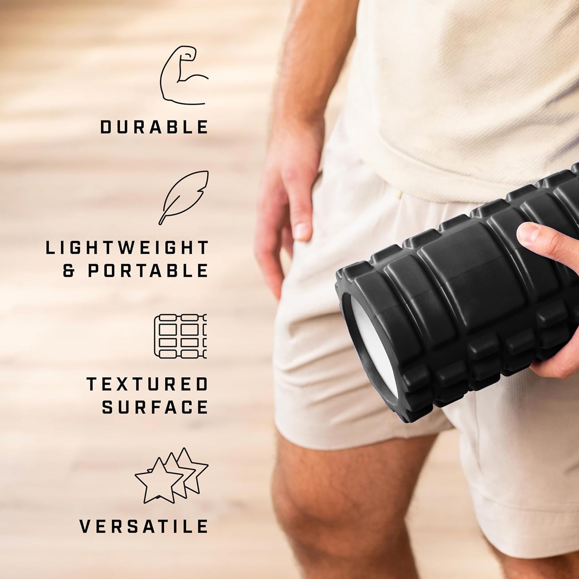 High-Density EVA Foam Roller – Textured Deep Tissue Muscle Massager for Recovery & Mobility, Compact & Lightweight for Home Gym Use