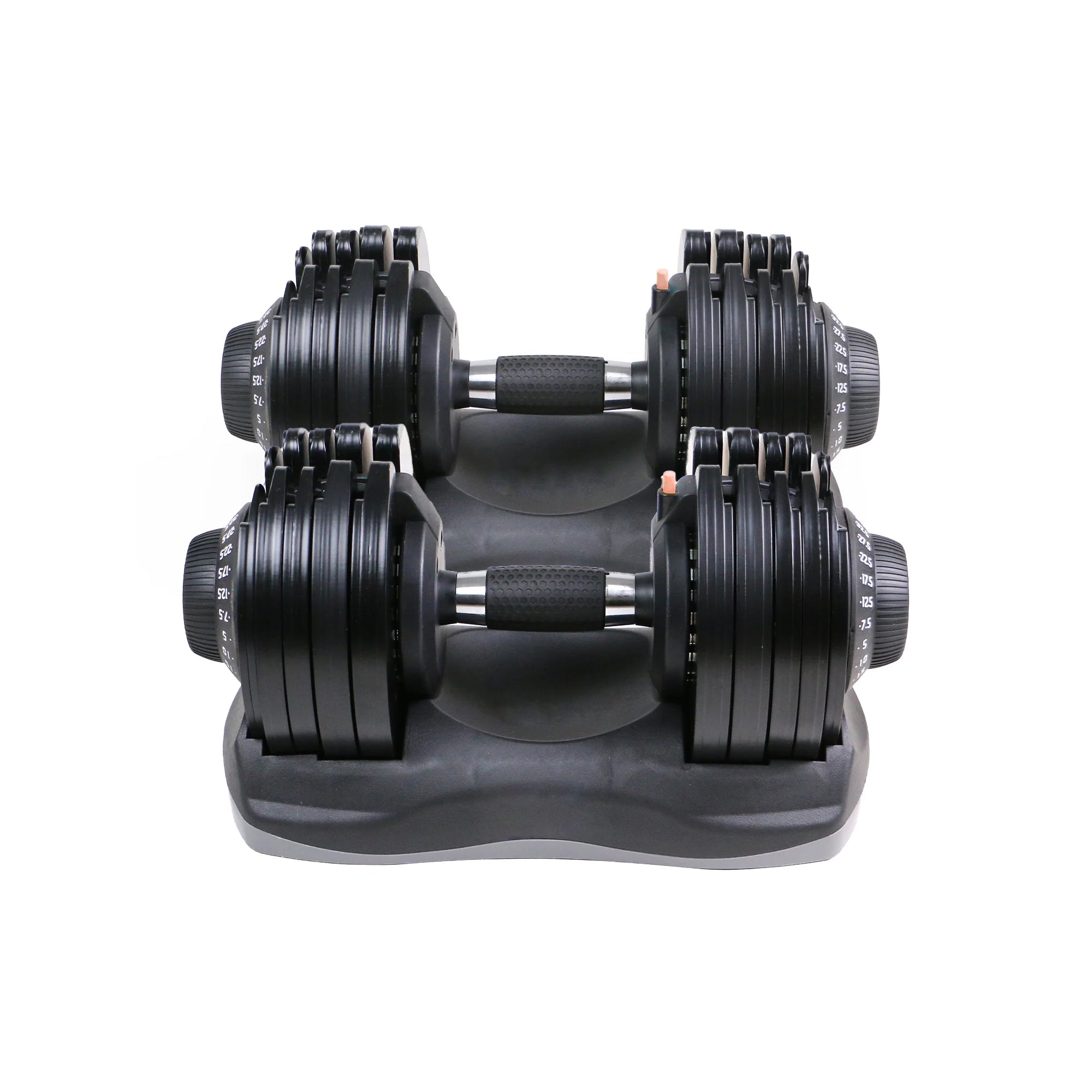 Adjustable Dumbbells Pair 12‑in‑1, Rubber‑Coated Cast‑Iron, 5 kg–32.5 kg Selectable Strength Training Weights for Home Gym