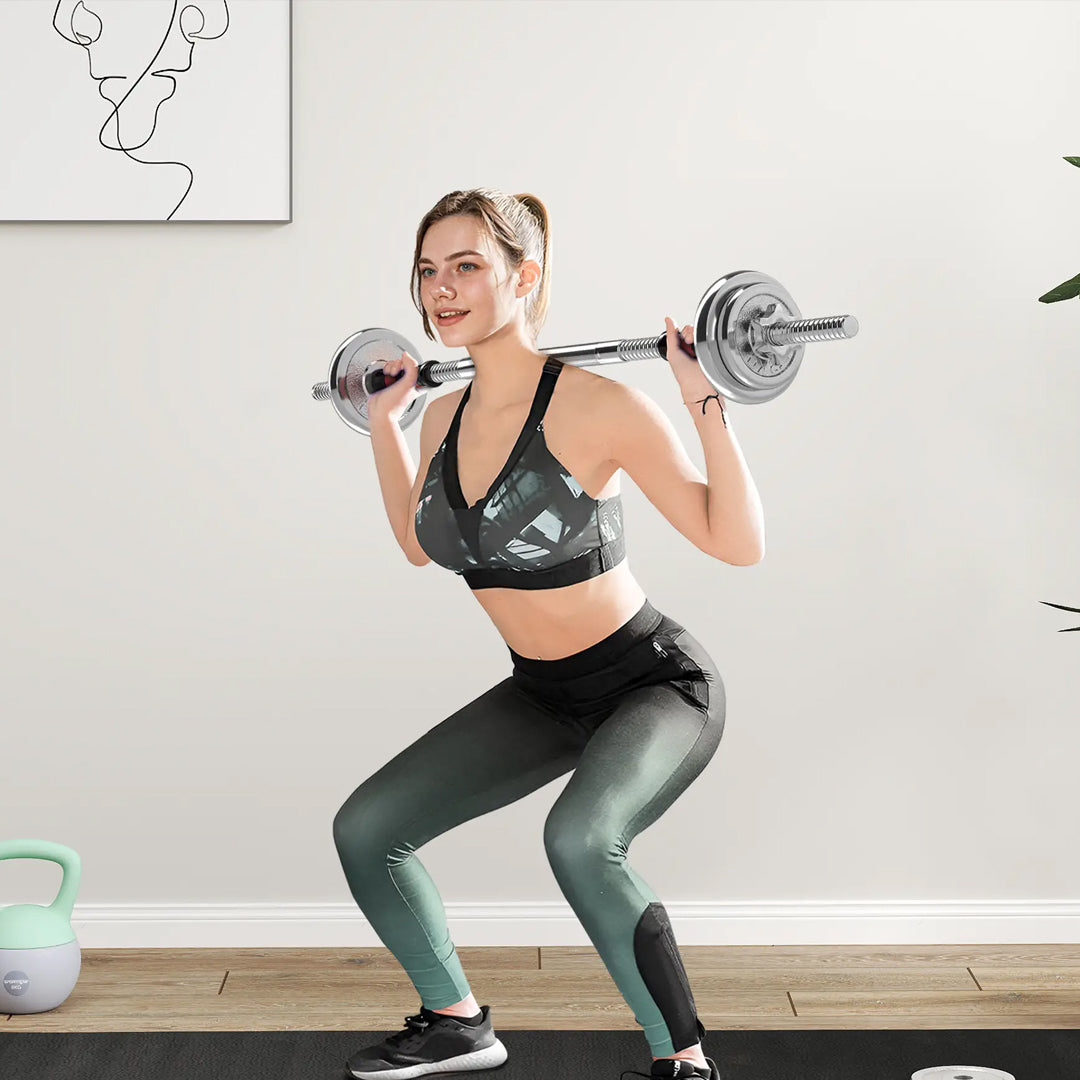 2-in-1 Adjustable Dumbbell & Barbell Set 20 kg – Cast-Iron Plates, Anti-Slip Grip, Compact for Home Gym Strength Training
