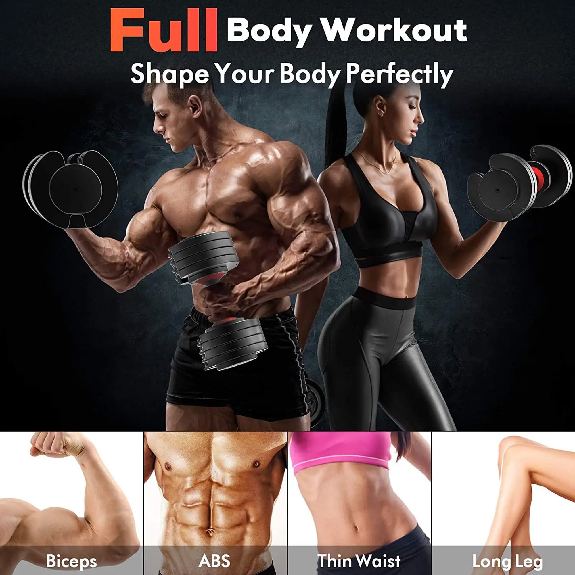 25kg Adjustable Dumbbell Set – 10-in-1 Quick Dial Weights with Safety Lock | 2.5kg–25kg Range for Strength Training in Compact Home Gym