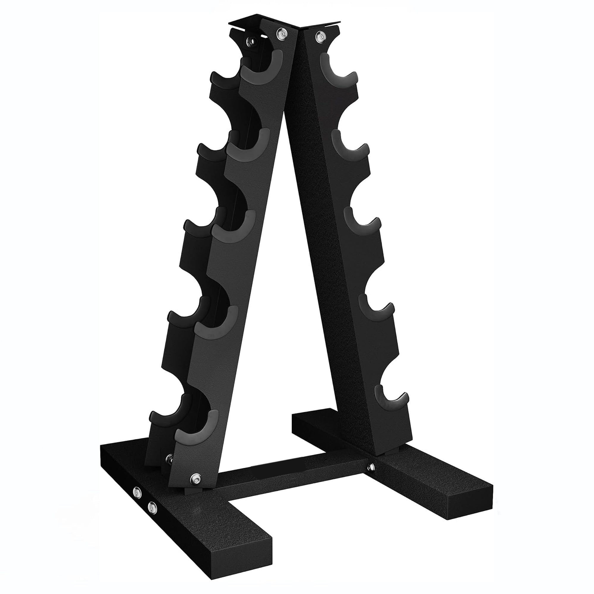 Neoprene Dumbbell Tree Rack | Steel, 3/5 Tier Compact Storage, Anti‑Roll Cradles for Neoprene/Vinyl Weights – Sleek Home Gym Organizer