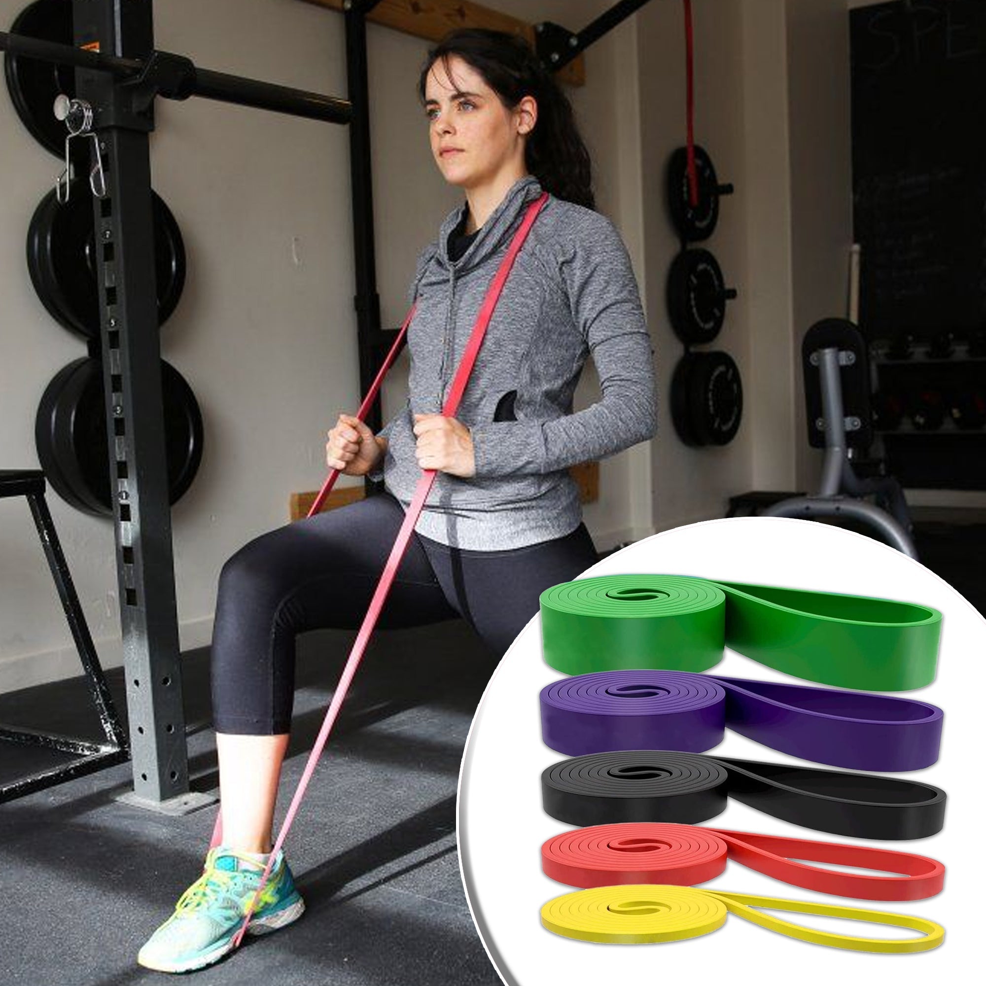 Adjustable 5‑Level Pull‑Up Assistance Resistance Bands Set – Durable Natural Latex Loops for Strength Training & Stretching – Compact Home Gym Gear