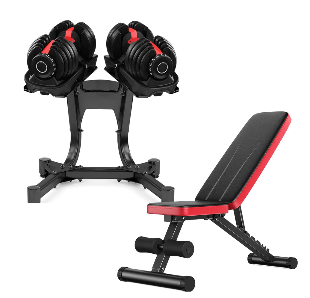 Smart Dial Adjustable Dumbbell 40kg (17-in-1) | Heavy-Duty Home Gym Weight | Space-Saving Strength Training | Optional Bench & Rack | For Men & Women