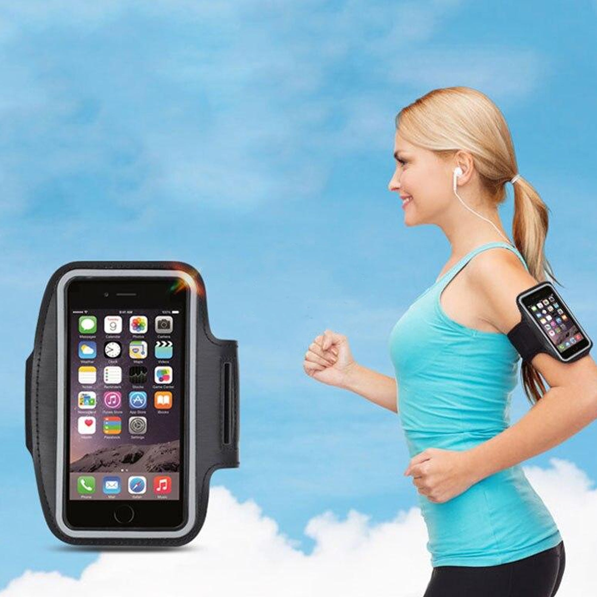 Waterproof Sports Armband Phone Holder – Elastic Fit, Reflective Strip, Touchscreen Access, Fits Phones Up to 7″ – Ideal for Running & Gym
