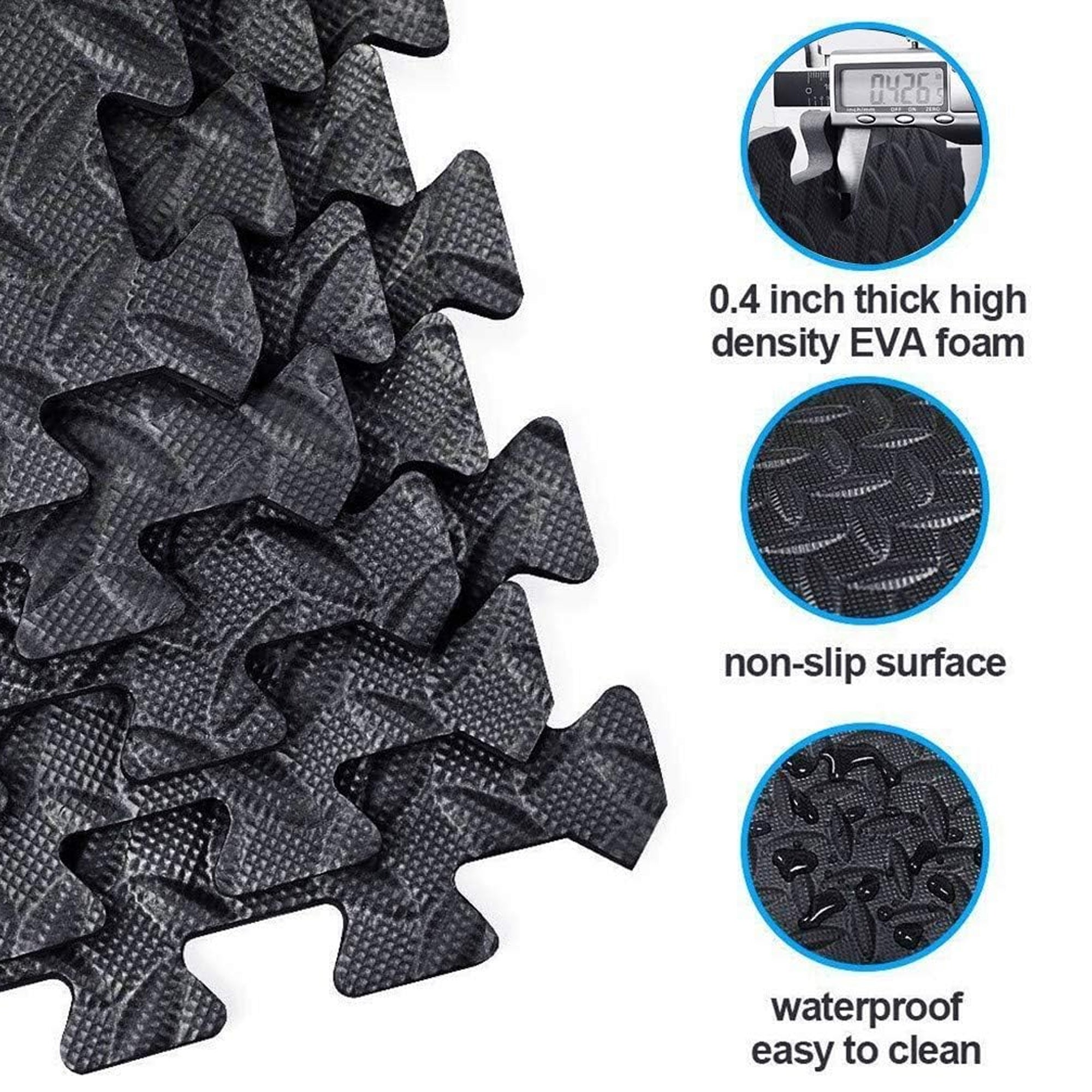 10mm Interlocking EVA Foam Puzzle Exercise Mat – Non-Slip, Protective Home Gym Flooring Rubber Tiles for Strength Training, Yoga & Garage Workouts