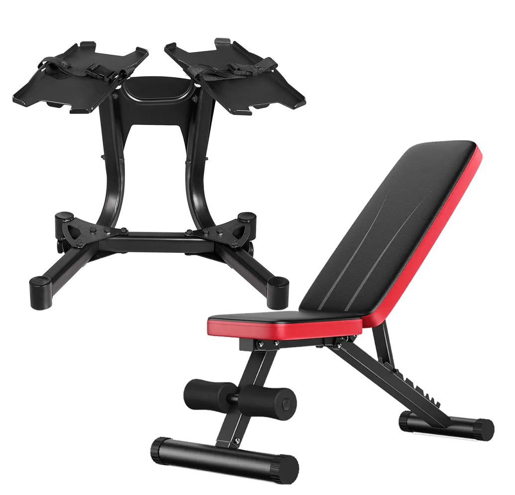 Adjustable Dumbbell 24 kg – Heavy‑Duty Steel, 15-in-1 Quick‑Dial Weight Selector, Space‑Saving with Optinal Bench & Stand Strength Training for Home Gym Workouts