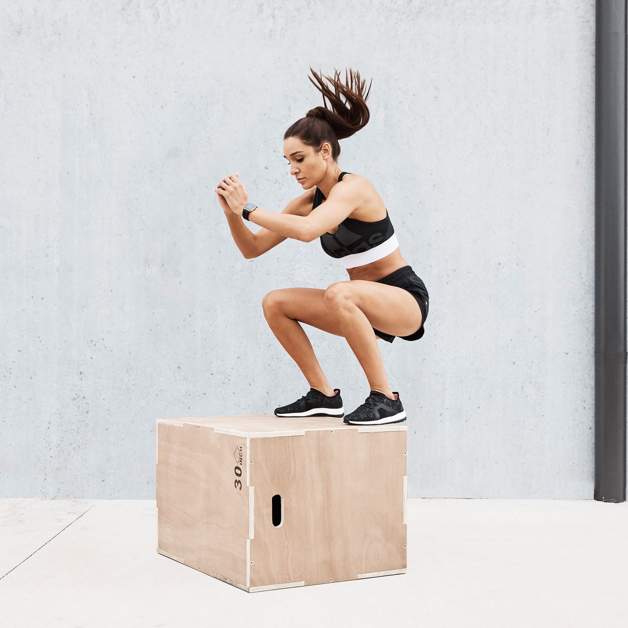 Adjustable 3-in-1 Plyometric Jump Box – Heavy-Duty Wood Build, Multi-Level Heights (12/14/16″) – Non-Slip Top & Side Handles for Strength, HIIT & Agility – Compact Home Gym Must-Have