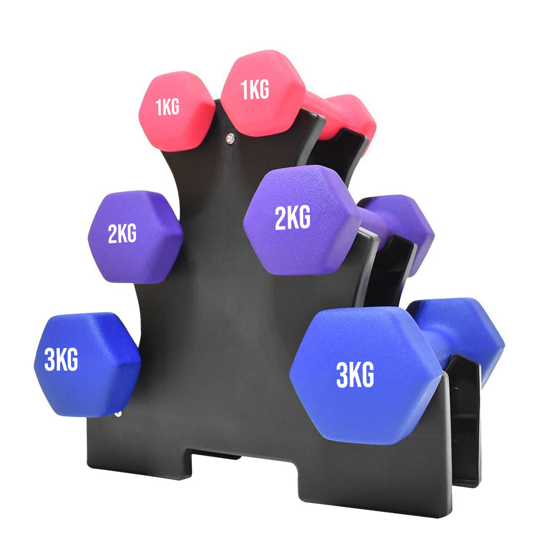 Neoprene Dumbbell Tree Rack | Steel, 3/5 Tier Compact Storage, Anti‑Roll Cradles for Neoprene/Vinyl Weights – Sleek Home Gym Organizer