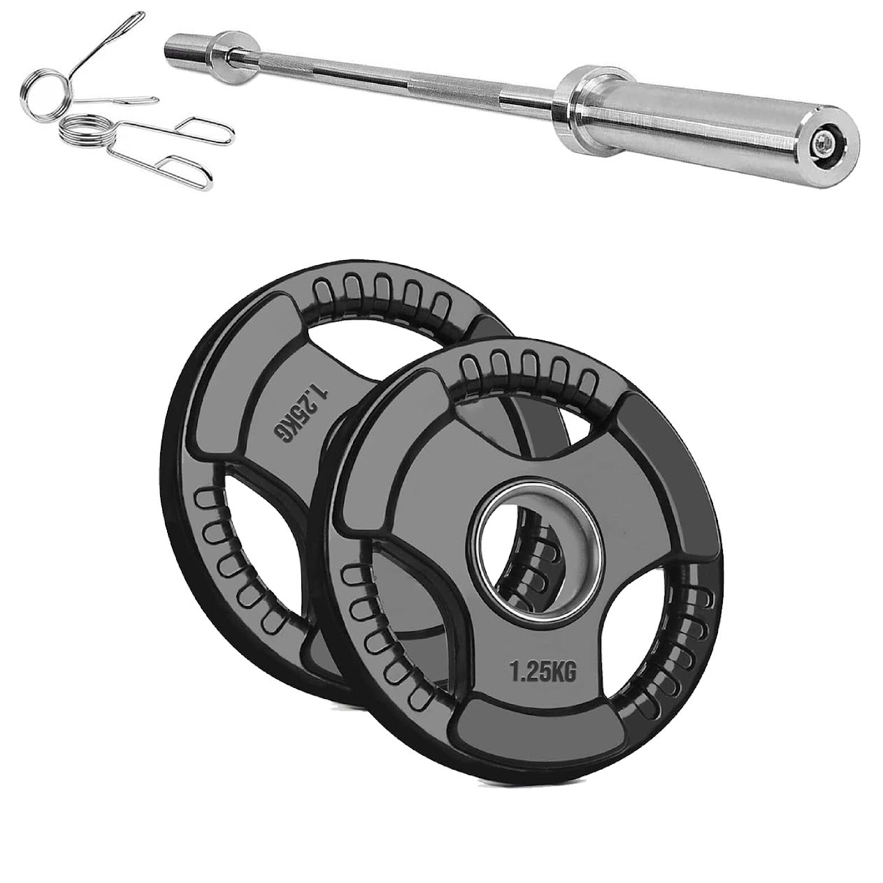 Rubber-Coated Cast Iron Tri‑Grip Olympic Weight Plates – Ergonomic 2‑Hole Design for Barbell & Dumbbell Strength Training in Home Gym