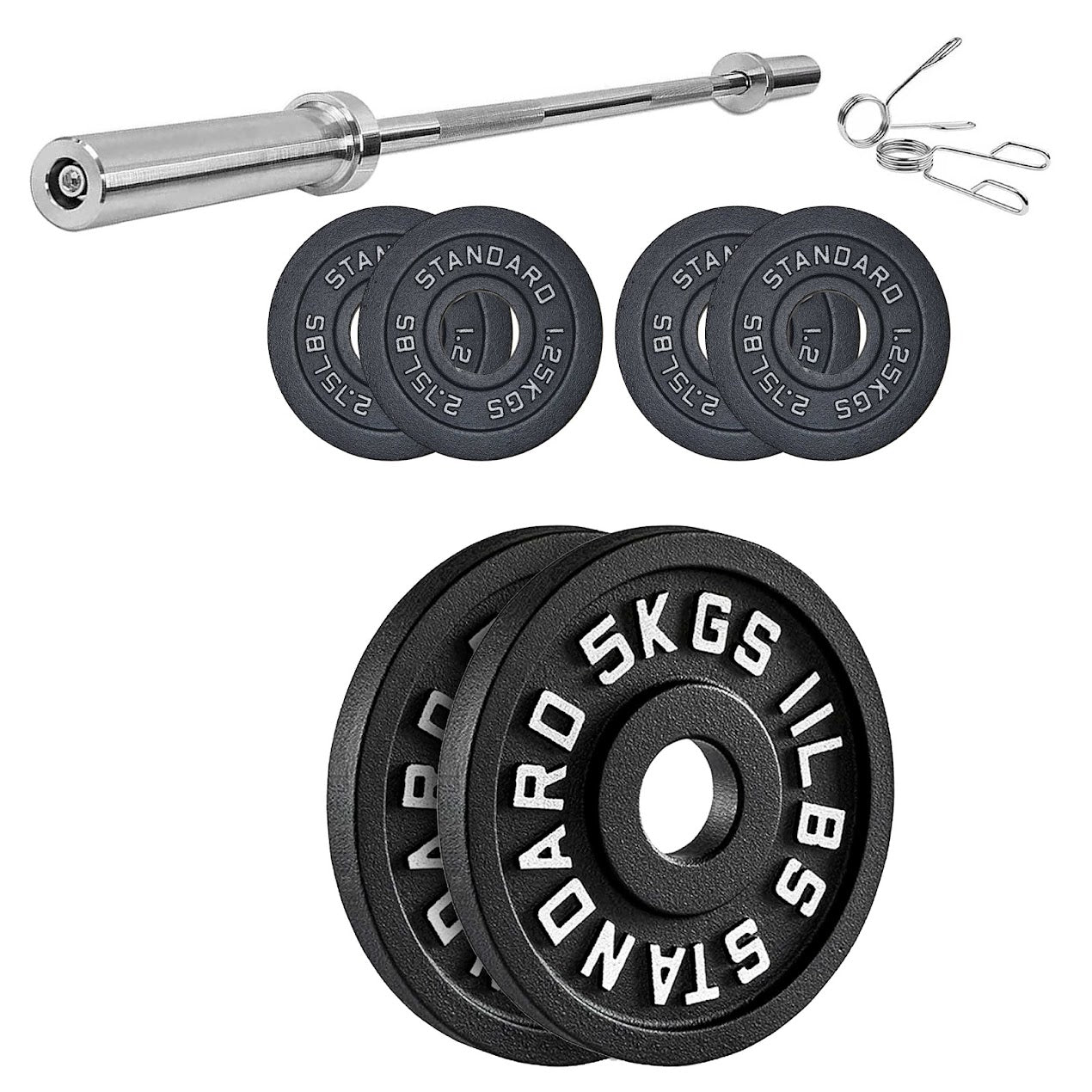 Heavy-Duty Cast Iron Weight Plates – Olympic 2″, Black Powder Finish, Compact and Durable for Home Gym Strength Training on Barbells & Dumbbells