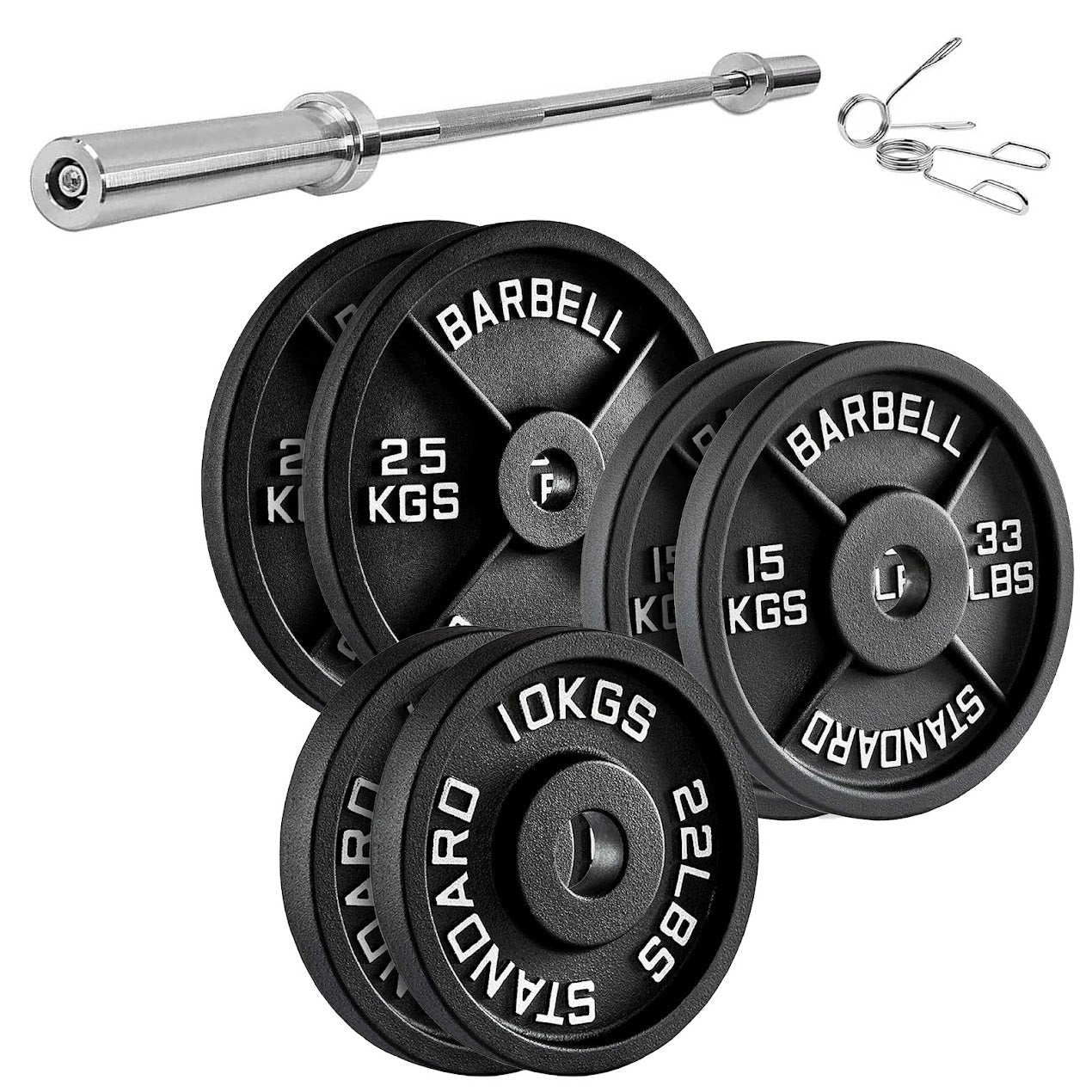 Heavy-Duty Cast Iron Weight Plates – Olympic 2″, Black Powder Finish, Compact and Durable for Home Gym Strength Training on Barbells & Dumbbells
