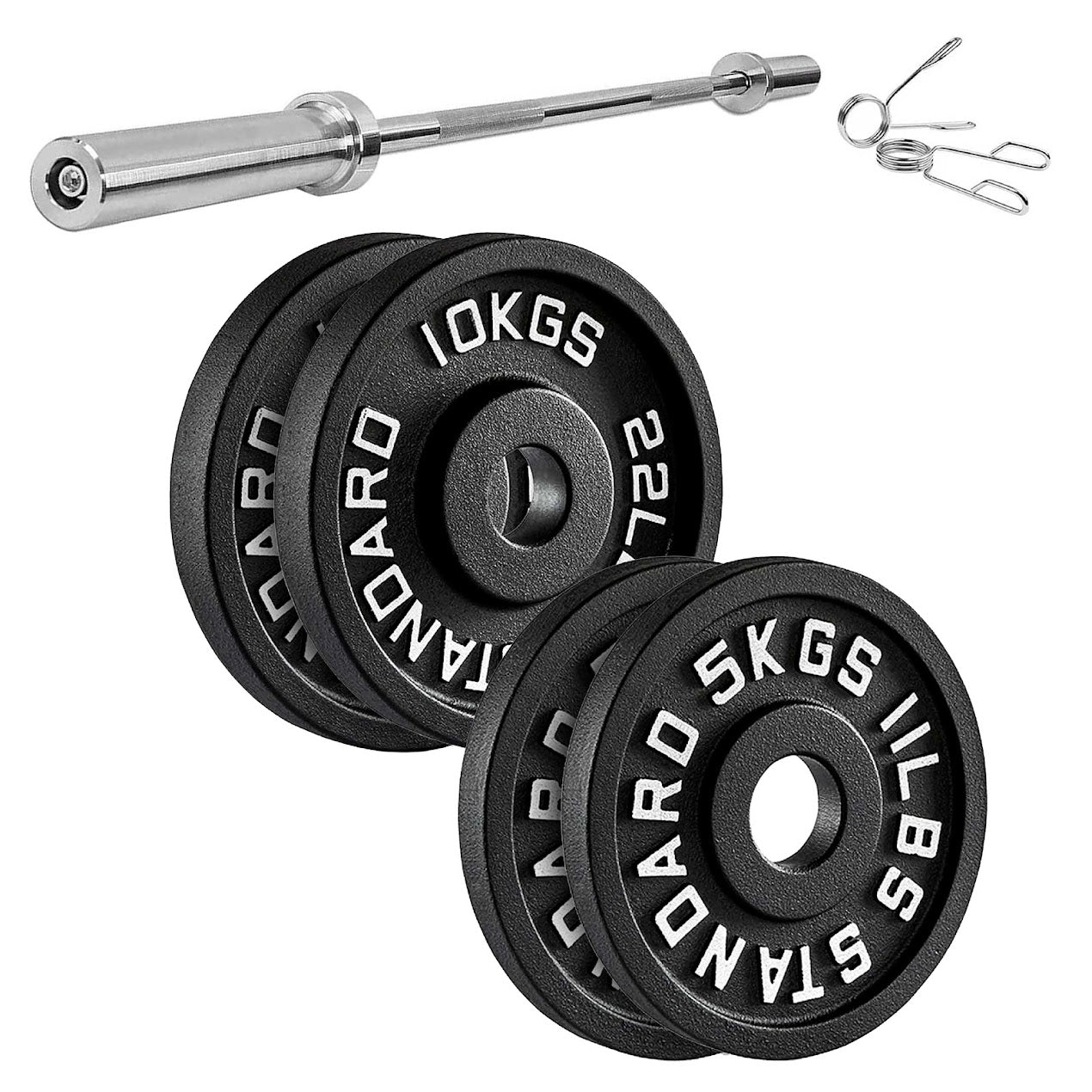 Heavy-Duty Cast Iron Weight Plates – Olympic 2″, Black Powder Finish, Compact and Durable for Home Gym Strength Training on Barbells & Dumbbells