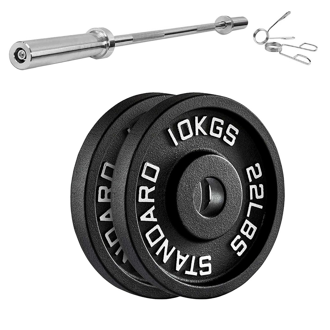 Heavy-Duty Cast Iron Weight Plates – Olympic 2″, Black Powder Finish, Compact and Durable for Home Gym Strength Training on Barbells & Dumbbells