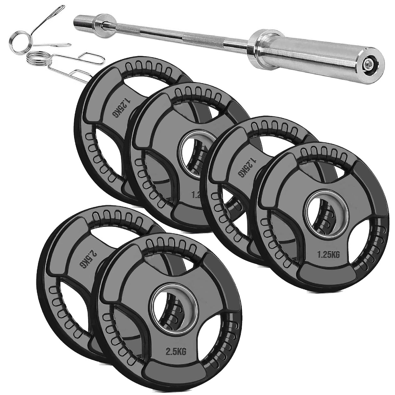 Rubber-Coated Cast Iron Tri‑Grip Olympic Weight Plates – Ergonomic 2‑Hole Design for Barbell & Dumbbell Strength Training in Home Gym