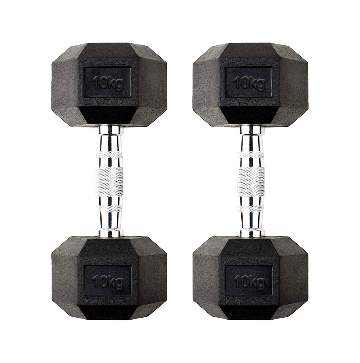 Hex Dumbbells 2.5kg–60kg Full Set or Pairs – Rubber-Coated Weights with Anti-Roll Design & Knurled Steel Handles – For Home Gym or Studio Strength Training