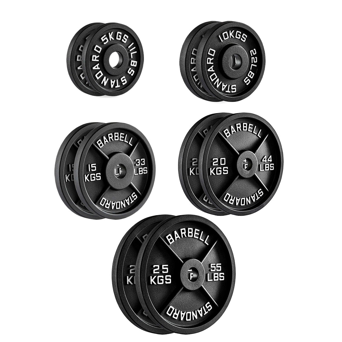 Heavy-Duty Cast Iron Weight Plates – Olympic 2″, Black Powder Finish, Compact and Durable for Home Gym Strength Training on Barbells & Dumbbells