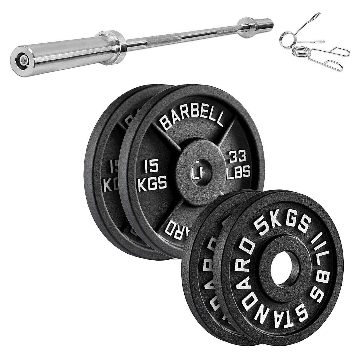 Heavy-Duty Cast Iron Weight Plates – Olympic 2″, Black Powder Finish, Compact and Durable for Home Gym Strength Training on Barbells & Dumbbells