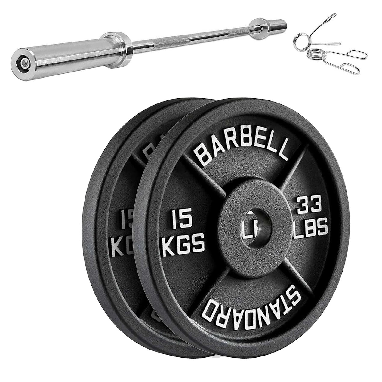 Heavy-Duty Cast Iron Weight Plates – Olympic 2″, Black Powder Finish, Compact and Durable for Home Gym Strength Training on Barbells & Dumbbells