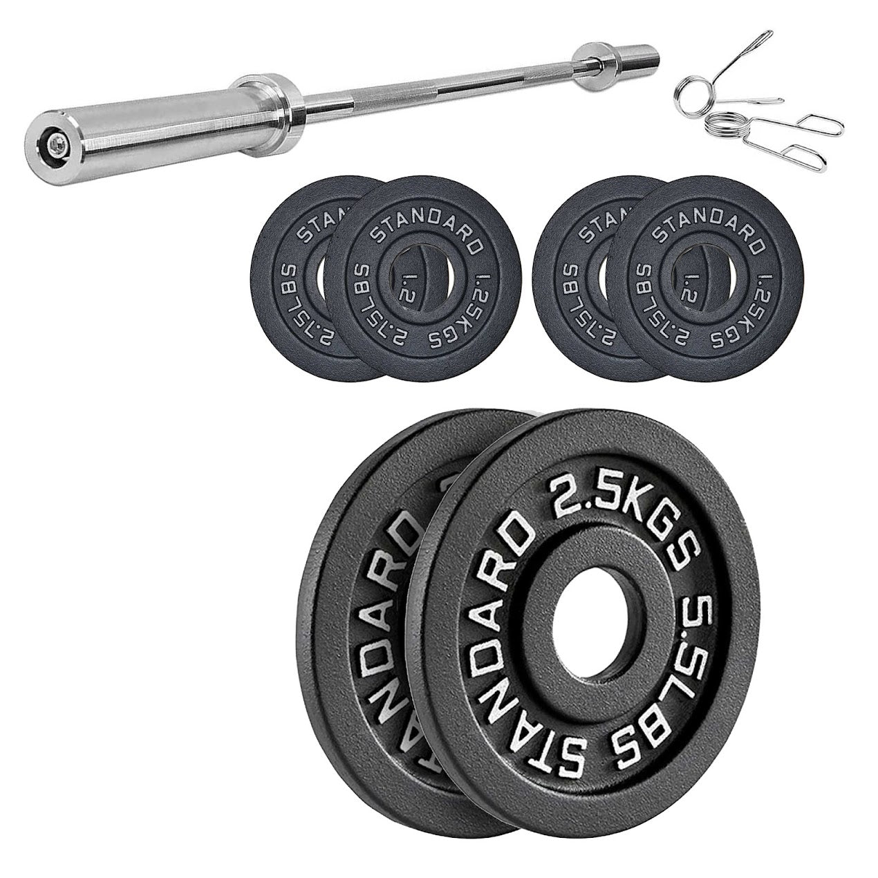 Heavy-Duty Cast Iron Weight Plates – Olympic 2″, Black Powder Finish, Compact and Durable for Home Gym Strength Training on Barbells & Dumbbells